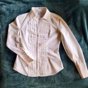 Express Design Studio, XS, White Tuxedo-ish Blouse